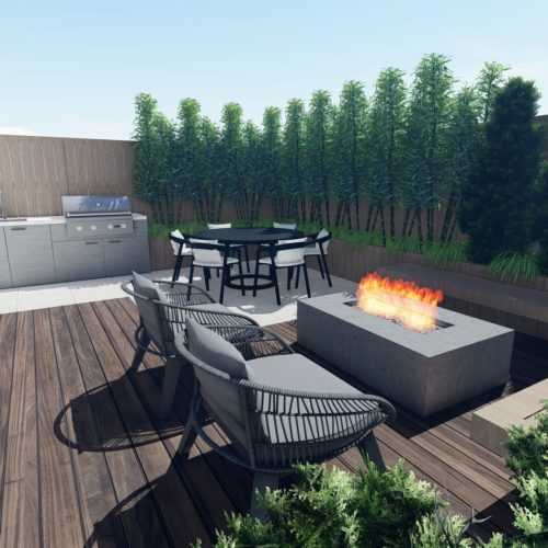 Lounge chairs, and fire pit
